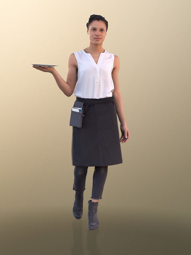 Desire FX 3d models | Female Waitress Serving low-poly 3d model