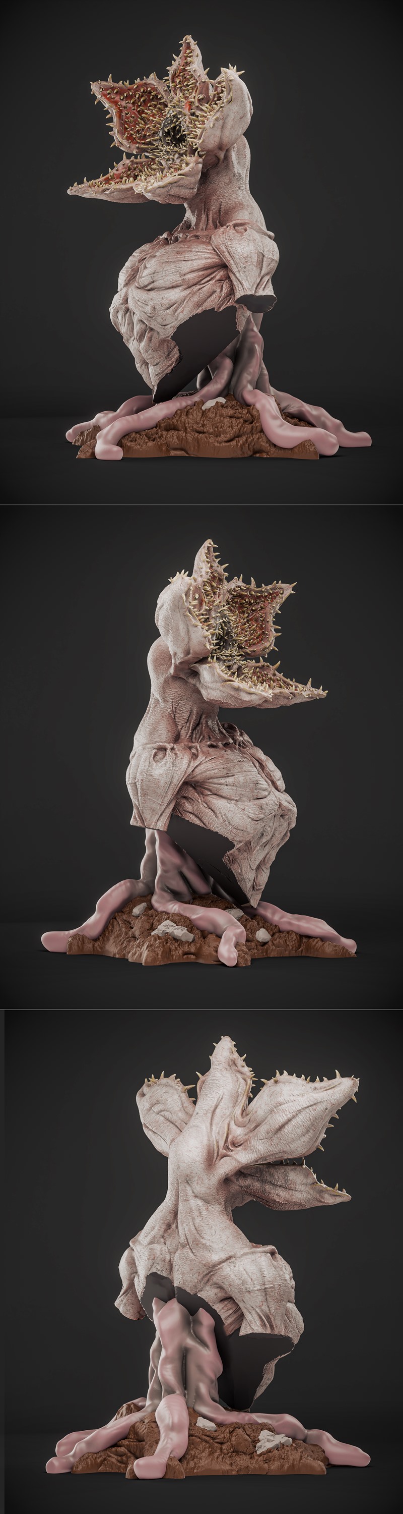 ZEZ Studio Demogorgon bust, a monstrous creature with a petal-like head of sharp teeth, muscular torso, and root-like...