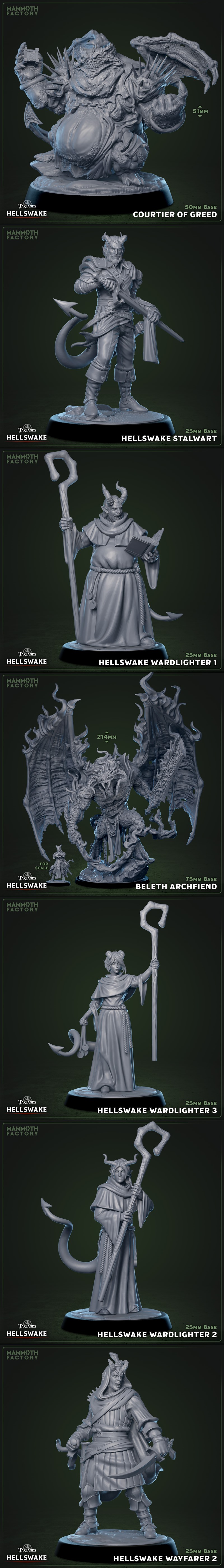 Collection of fantasy 3D printable models from Mammoth Factory, featuring demons, archfiends, warriors, and busts wit...
