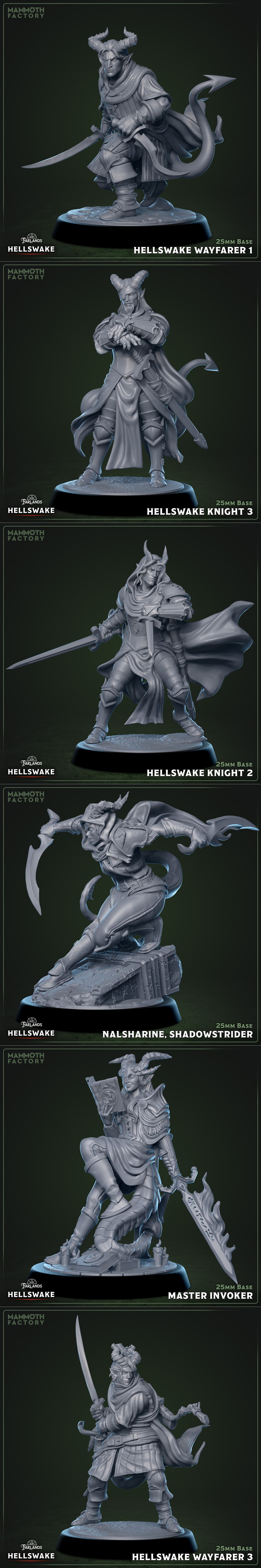 Collection of fantasy 3D printable models from Mammoth Factory, featuring demons, archfiends, warriors, and busts wit...