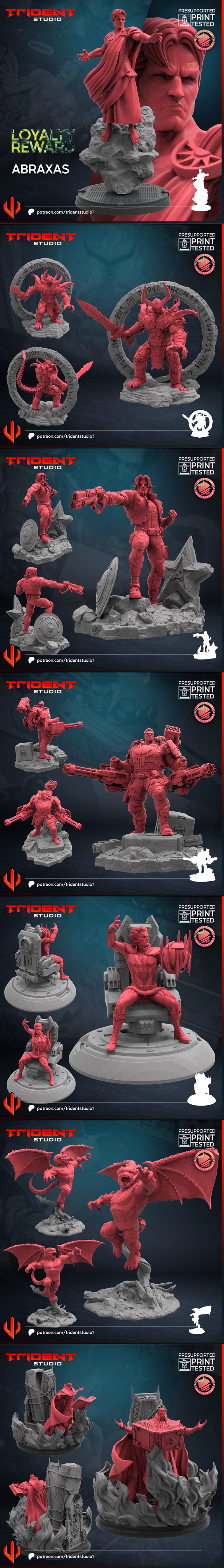 Collection of 3D printable figures from Trident Studio, featuring the Punisher and other comic-inspired characters, p...