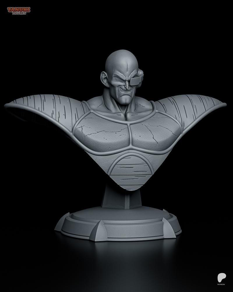 Nappa bust 3D model from Dragon Ball Z by Tanuki Figures. Bald Saiyan warrior with scouter, wearing segmented armor,...
