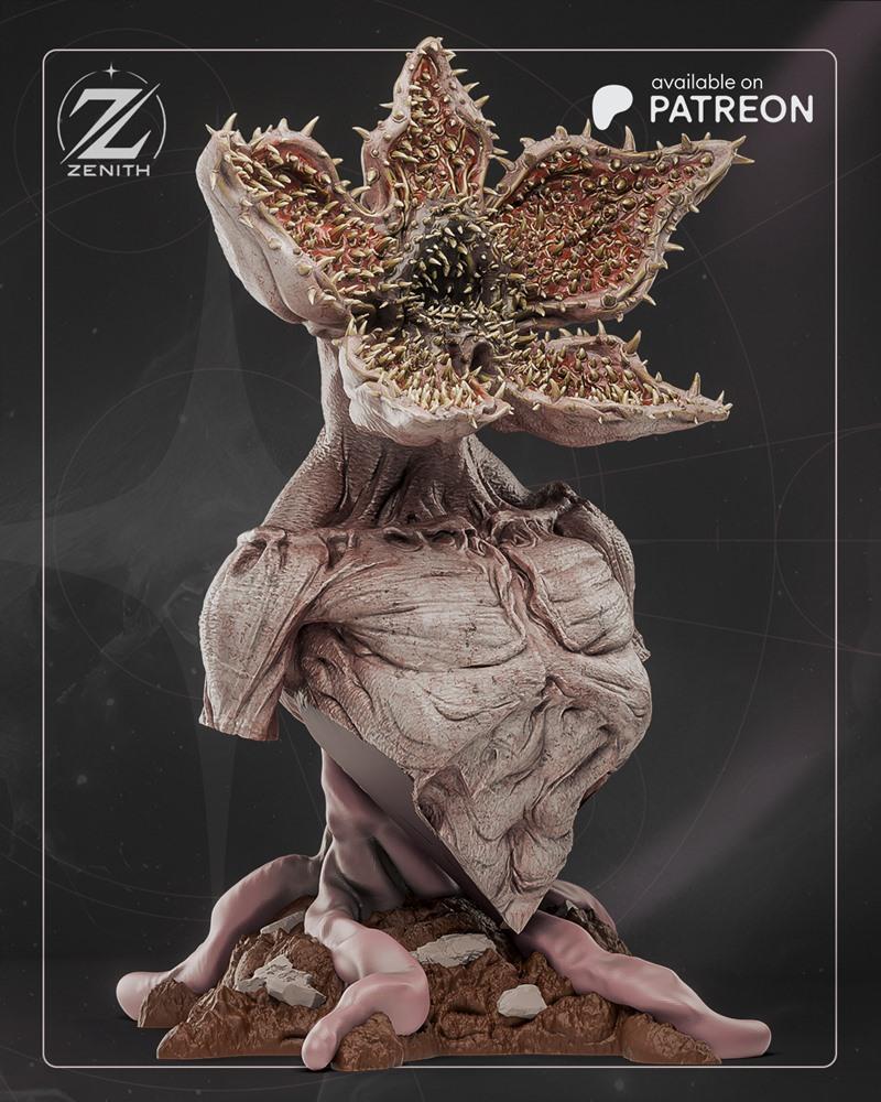 ZEZ Studio Demogorgon bust, a monstrous creature with a petal-like head of sharp teeth, muscular torso, and root-like...