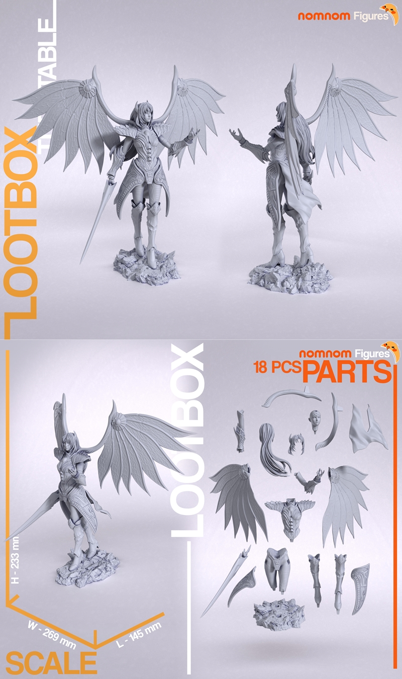 Rose from Legend of Dragoon in full Dragoon armor, featuring large iridescent wings and holding a spear. Nomnom Figur...