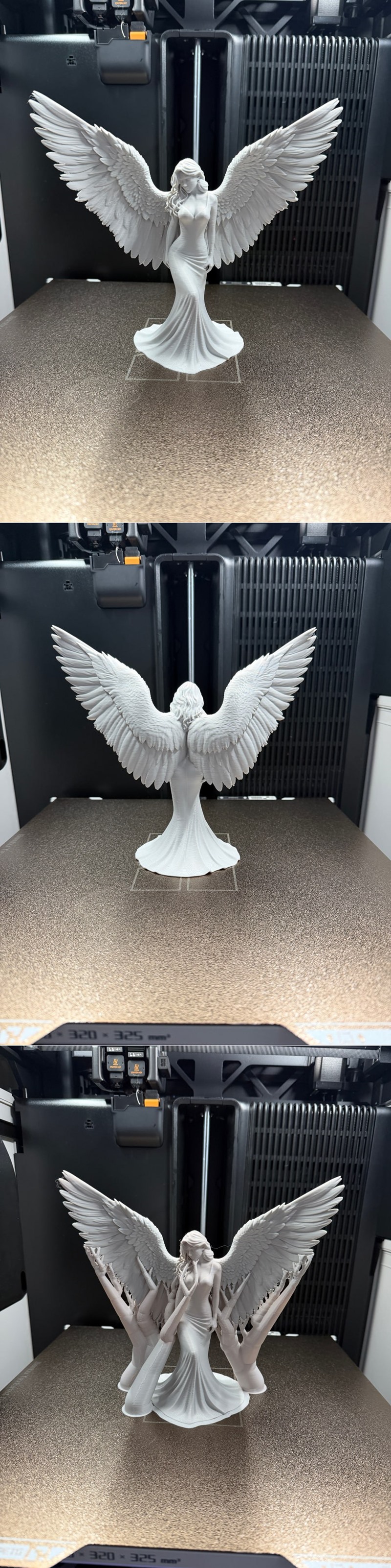 Elegant angel figure with large, spread wings and a flowing gown, detailed 3D model.