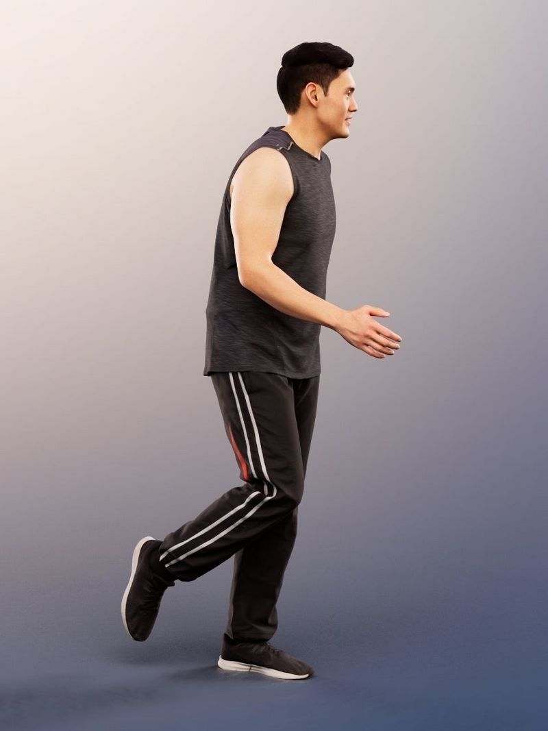 Desire FX 3d models | Athletic Asian Man Running low-poly 3d model