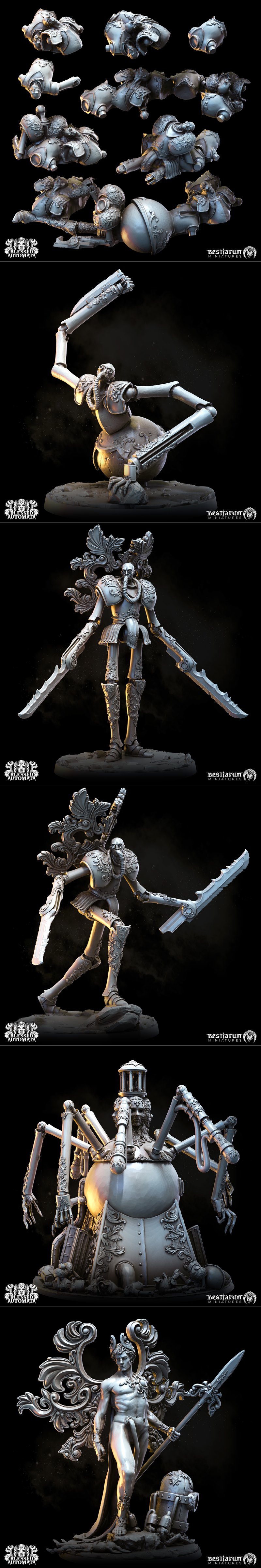 Collection of Bestiarum Miniatures "Blessed Automata" 3D models: Engine Eve Progenitor, Immaculate Cain, Ix...