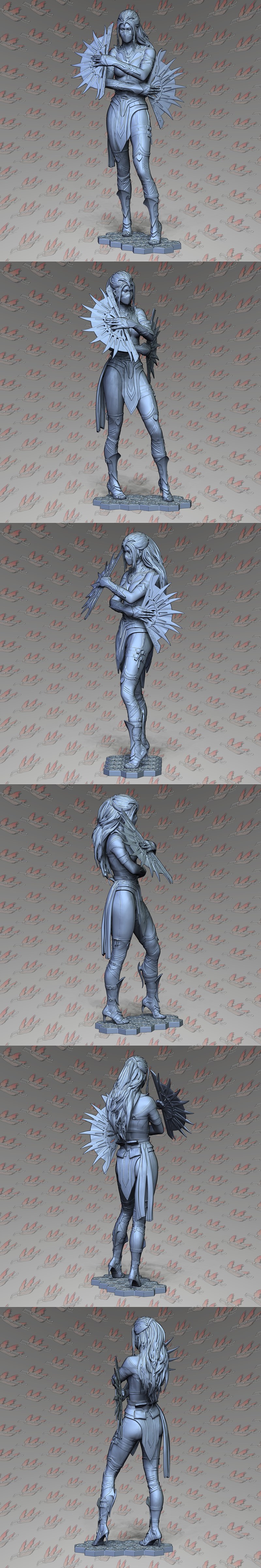 Kitana from Mortal Kombat 3D model by Prey Collection Studio, holding fans, wearing detailed armor and mask, standing...