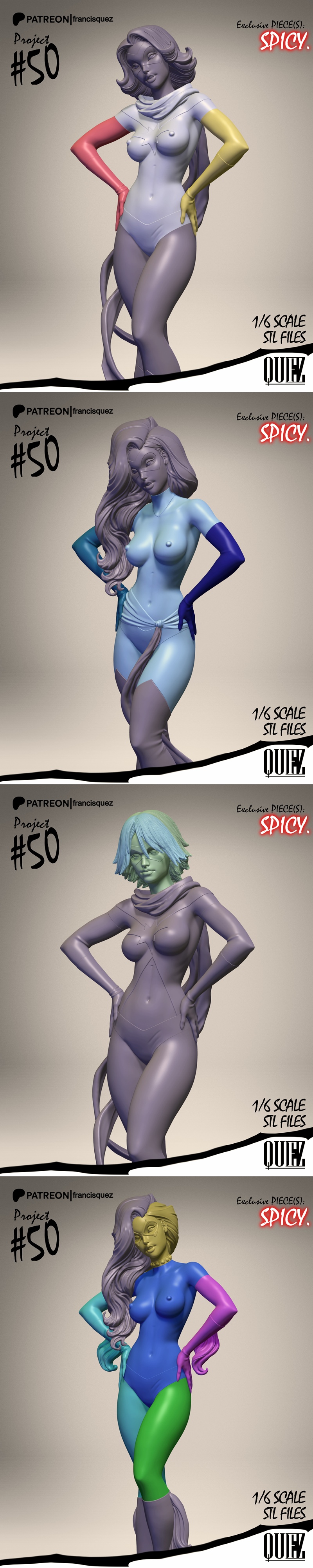 Ms. Marvel in a red and black costume with a golden star emblem, black eye mask, and blonde hair, posed heroically. 3...