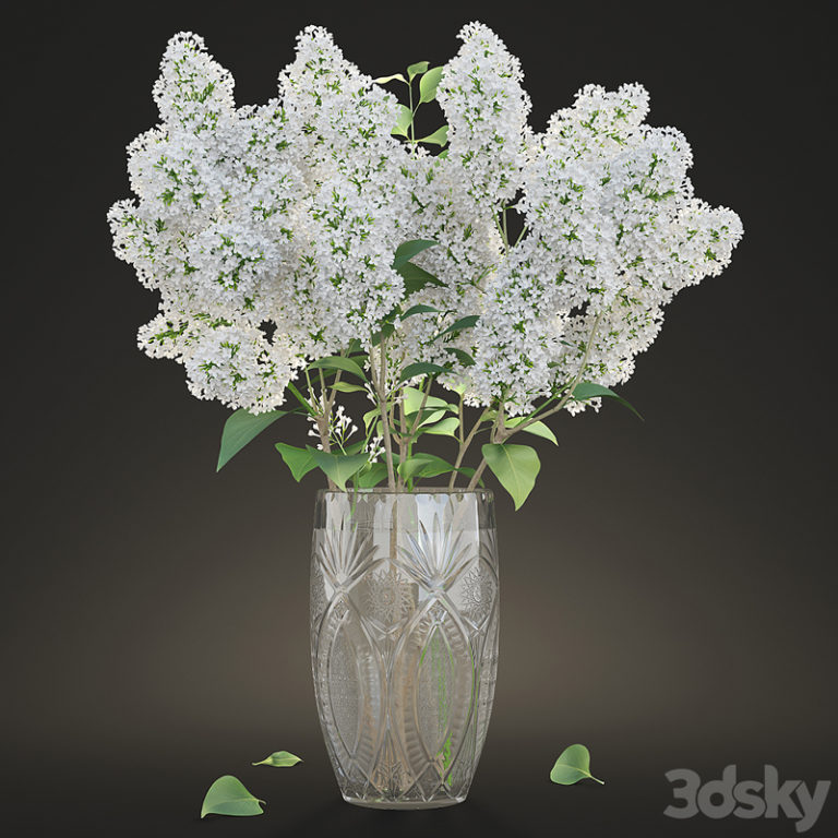 Desire FX 3d models | White Lilac in a crystal Vase – 3D Model