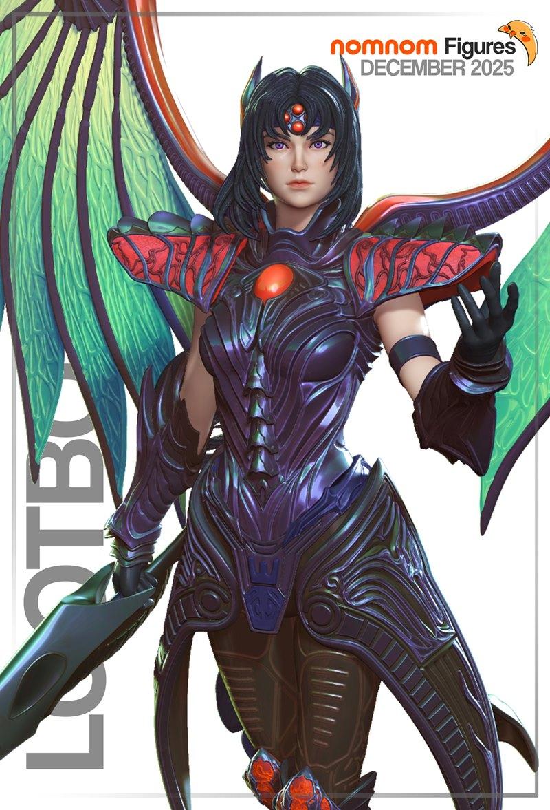 Rose from Legend of Dragoon in full Dragoon armor, featuring large iridescent wings and holding a spear. Nomnom Figur...