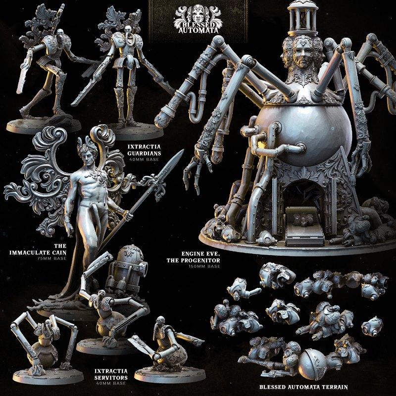 Collection of Bestiarum Miniatures "Blessed Automata" 3D models: Engine Eve Progenitor, Immaculate Cain, Ix...