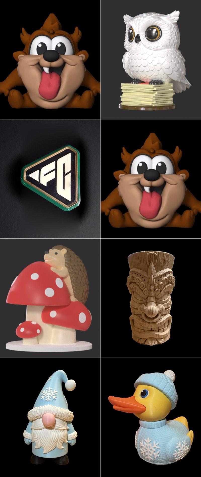 3D model of Taz the Tasmanian Devil with tongue sticking out, sitting with arms outstretched. Other models include a...