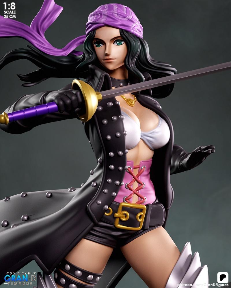 Nico Robin from One Piece Film: Red, 1:8 scale 25cm figure by Gran D. Figures, holding a sword, wearing a studded coa...