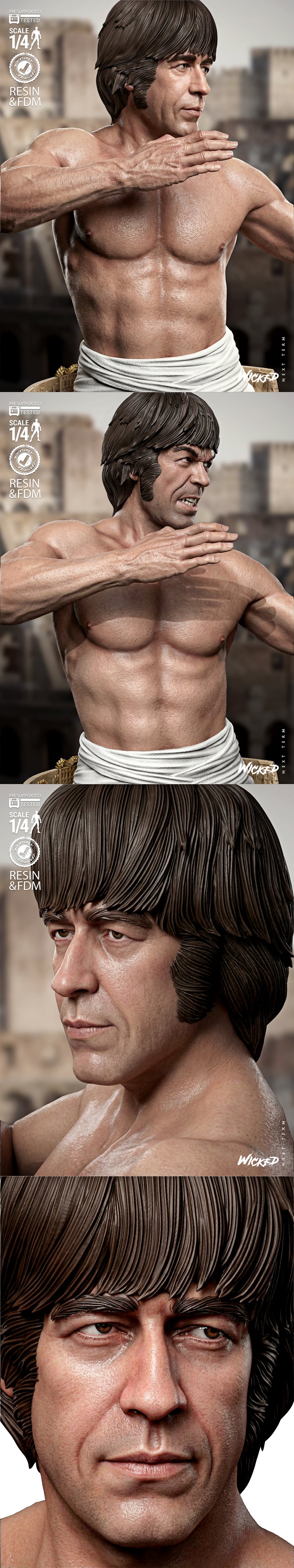 Bust of Chuck Norris in a martial arts pose, wearing a white sash, on a base featuring 'The Way of the Dragon' title...