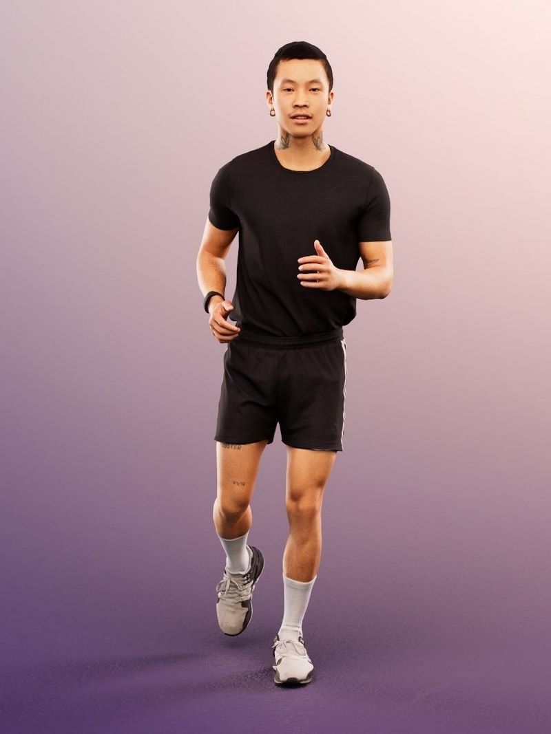 Desire FX 3d models | Running Asian Man low-poly 3d model