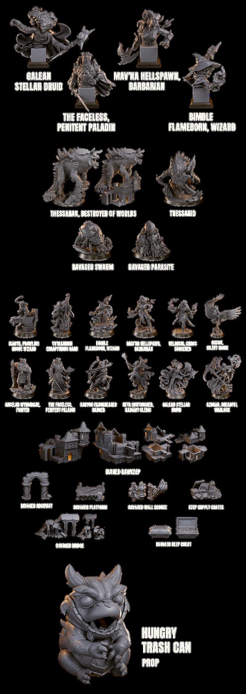 Collection of 3D printable fantasy miniatures and terrain from Loot Studios' Destroyers Armageddon set. Features a la...