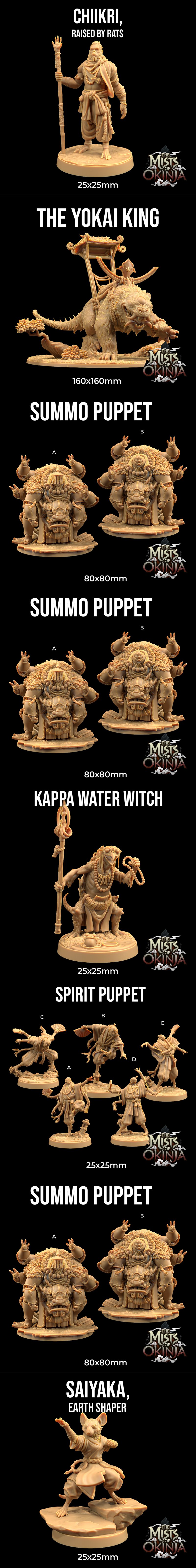 Collection of fantasy miniatures from The Dragon Trappers Lodge, featuring samurai warriors, large horned demons, and...