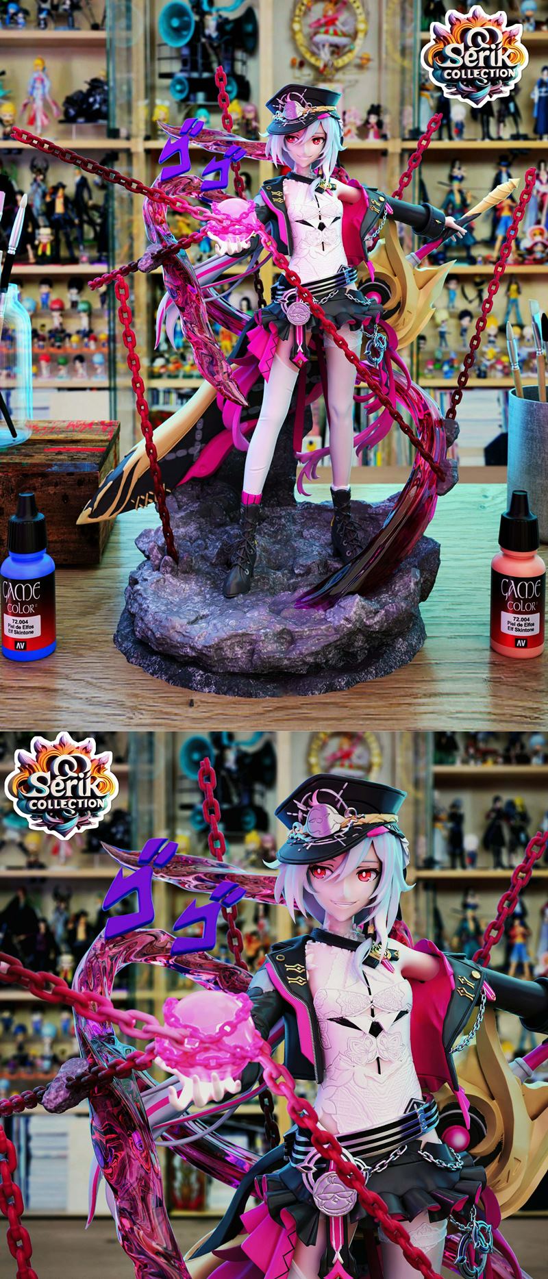 3D printable figure of Herrscher of Sentience from Honkai Impact, wearing a military hat and gothic outfit, holding a...