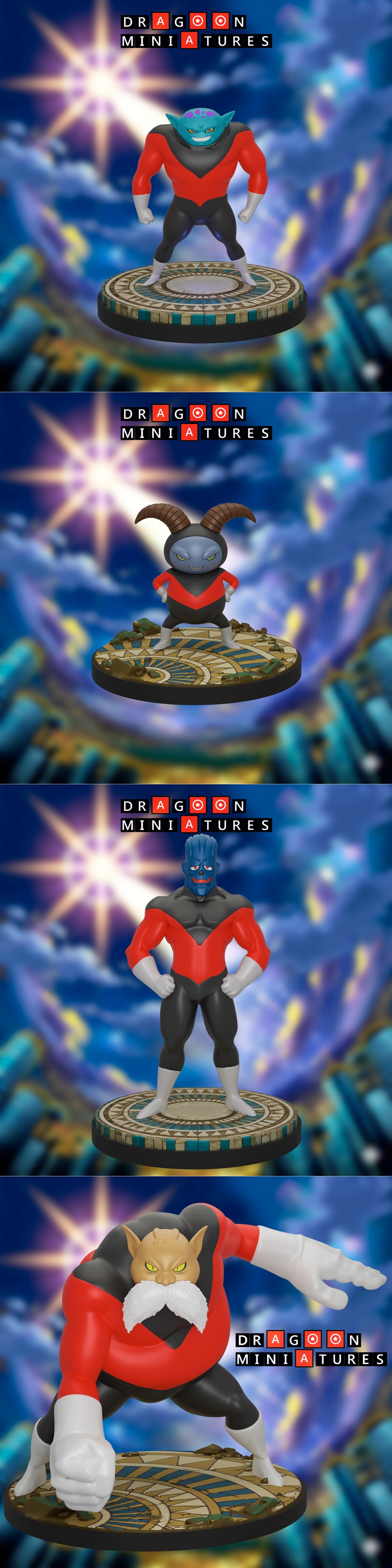 Collection of Dragon Ball Super Universe 11 character miniatures by Dragoon Miniatures, featuring Jiren and other war...