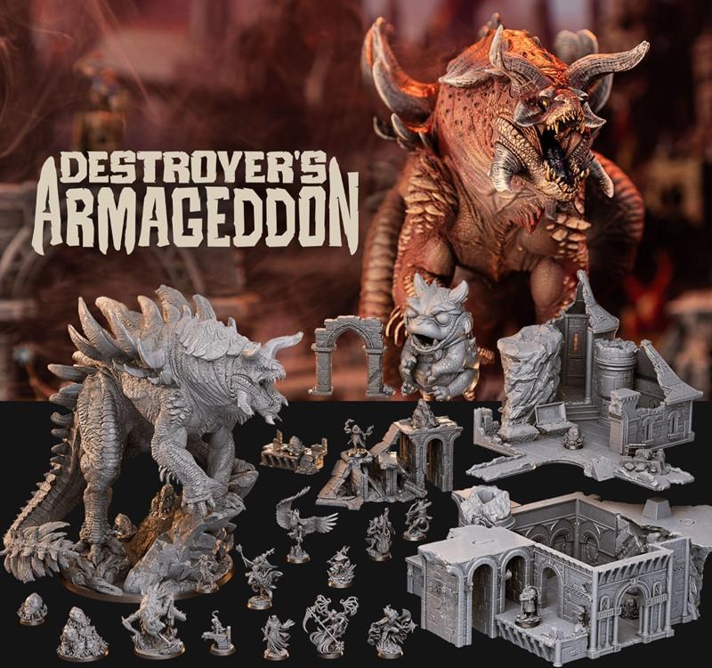 Collection of 3D printable fantasy miniatures and terrain from Loot Studios' Destroyers Armageddon set. Features a la...