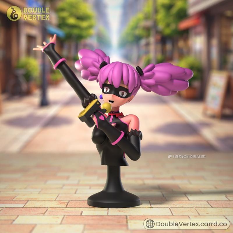 Bust figure of Kazuho Haneyama from Boku no Hero Academia, wearing a black mask and vigilante outfit, holding a yello...