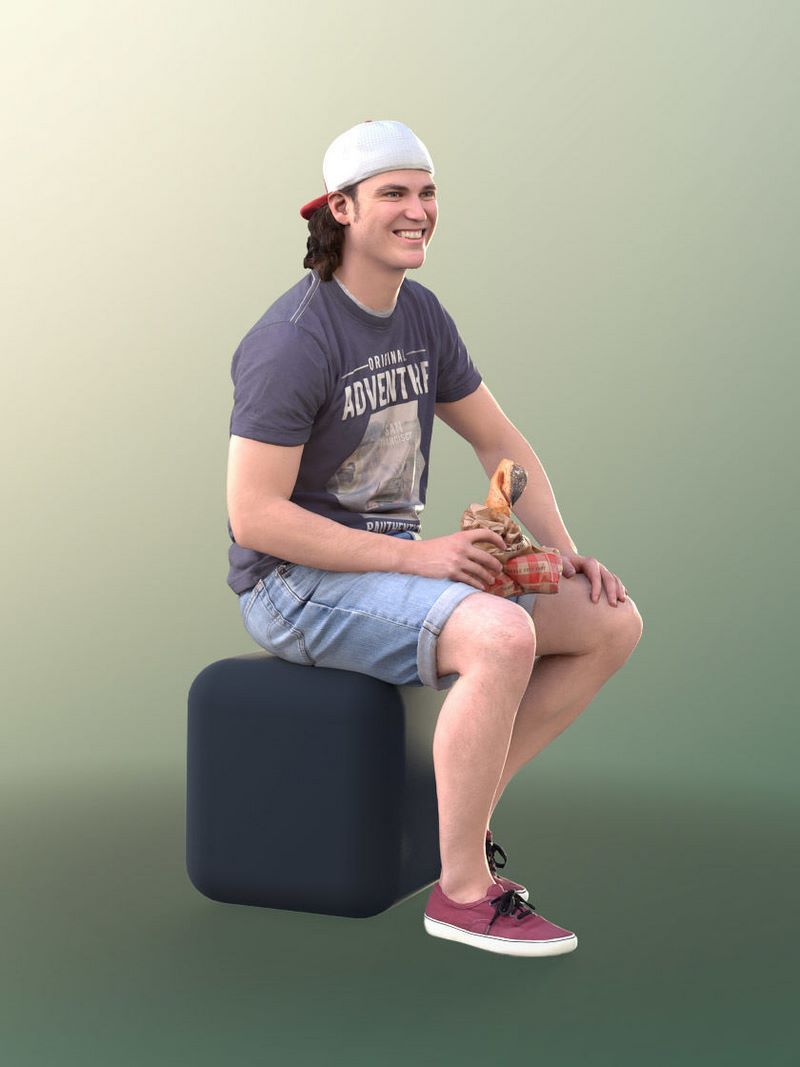 Desire FX 3d models | Young Man Sitting With A Paper Bag low-poly 3d model