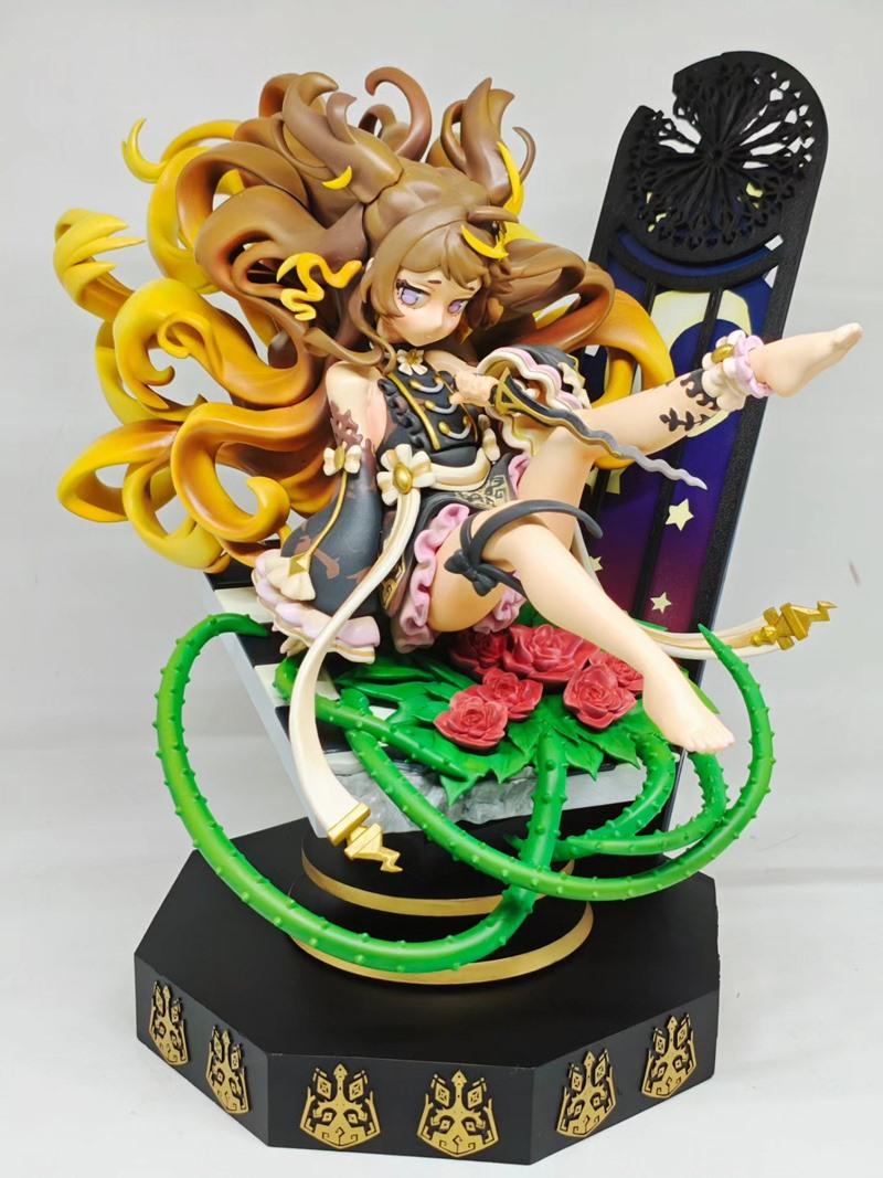 Anya Melfissa 3D model figure by Erick Vandalier, seated with flowing hair, wearing a dark outfit with pink trim, on...