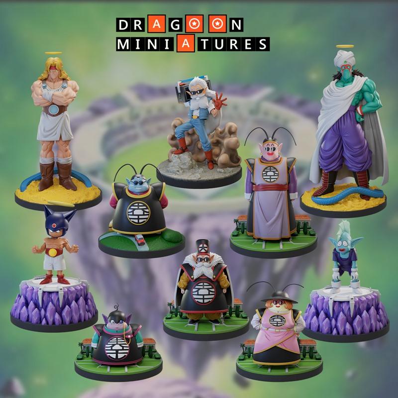 Collection of Dragon Ball anime miniatures by Dragoon Miniatures, including King Kai, Supreme Kai, Babidi, and other...