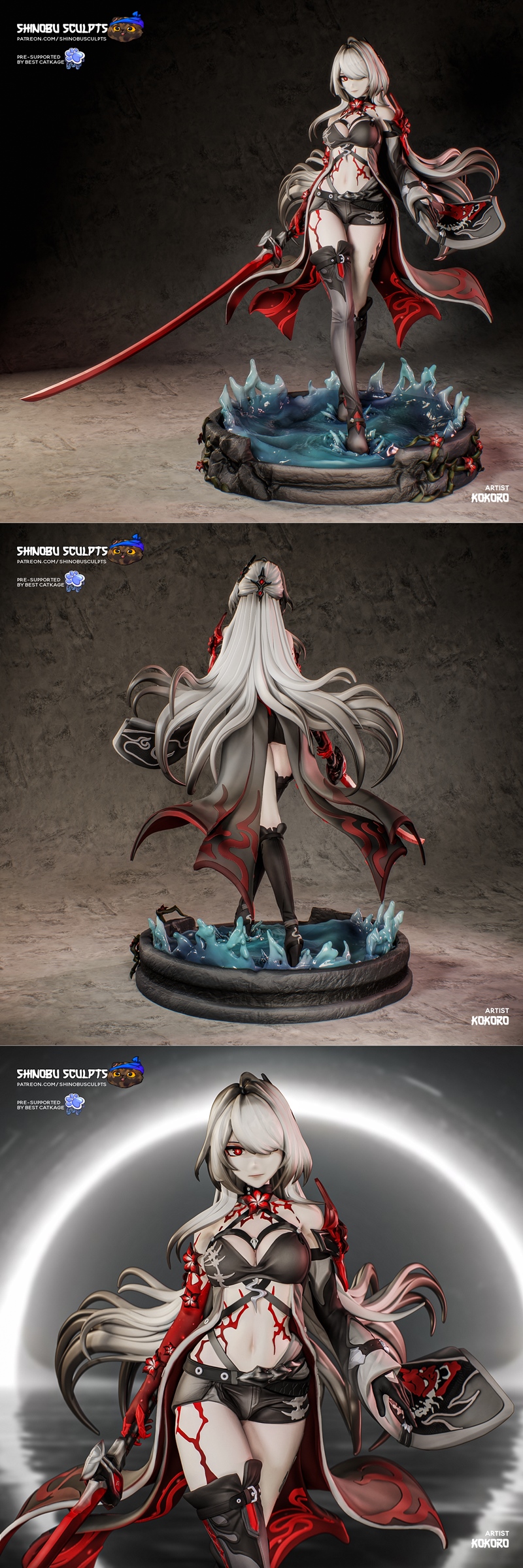 Heroic Honkai Star Rail character in detailed armor and wielding a sword, sculpted by Shinobu Sculpts.