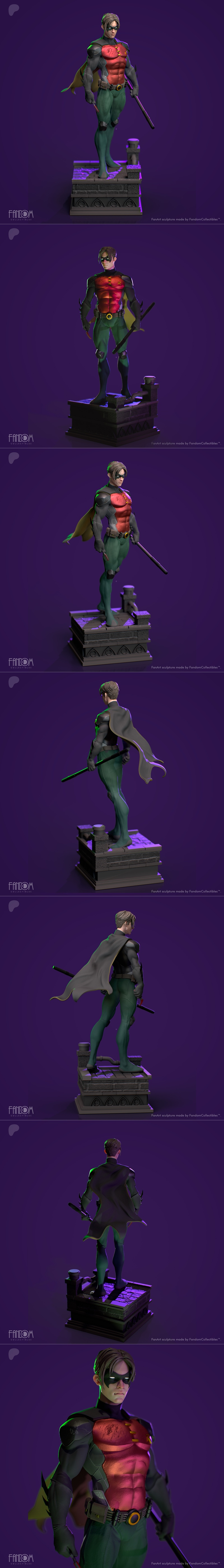 Tim Drake 3D model figure by Fandom Collectibles, wearing a red and black costume with a mask and cape, standing hero...