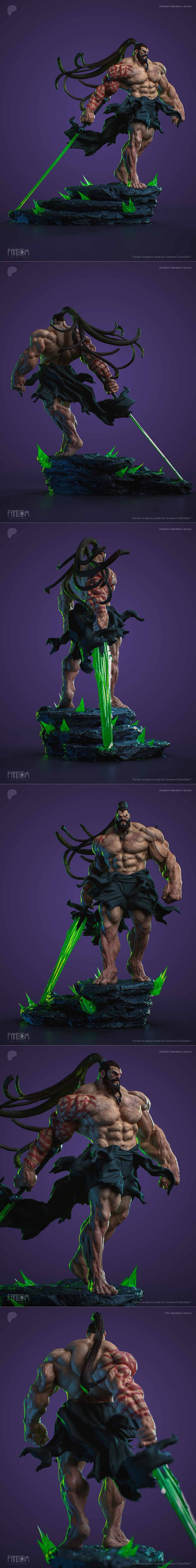 Muscular male figure of Braum from League of Legends, with braided beard and intense expression. Fandom Collectibles...