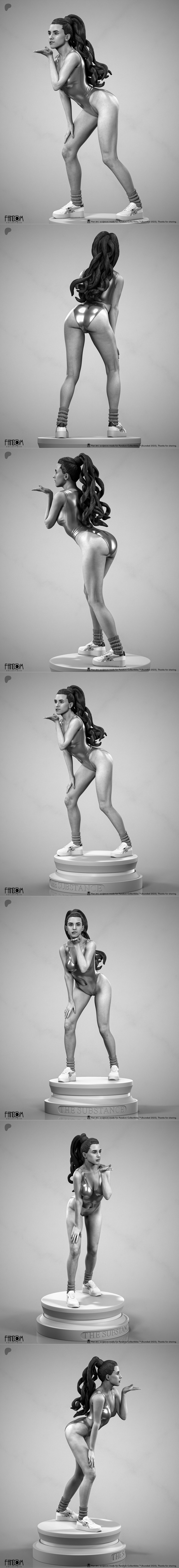 3D model of Margaret in a metallic swimsuit, blowing a kiss, with a ponytail and braid. Fandom Collectibles.