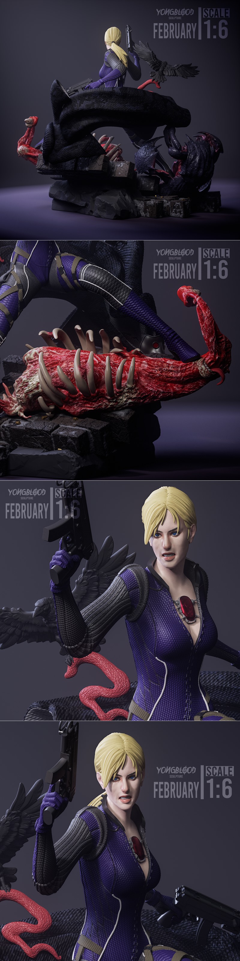 Jill Valentine in her battle suit, holding a gun, ready for combat.