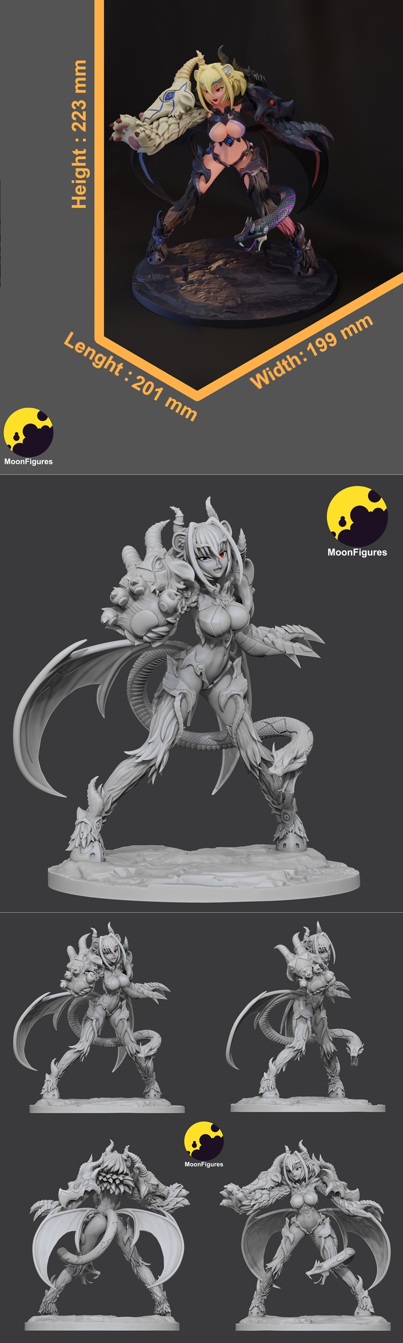 Chimaera with horns and armor standing heroically