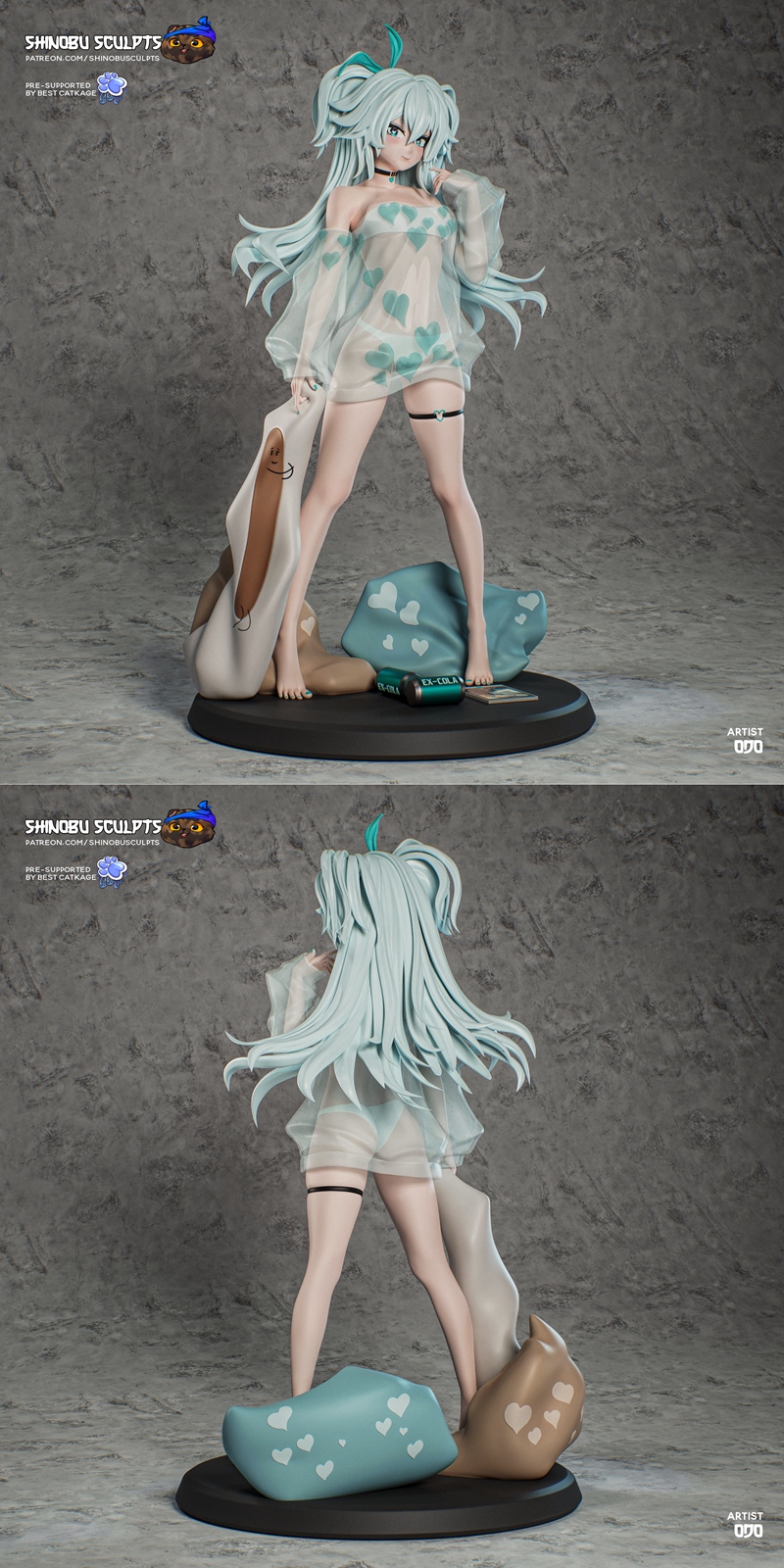 Florence from Girl's Frontline 2, a 3D model by Shinobu Sculpts. She has pale blue twin-tail hair, blue eyes, and wea...