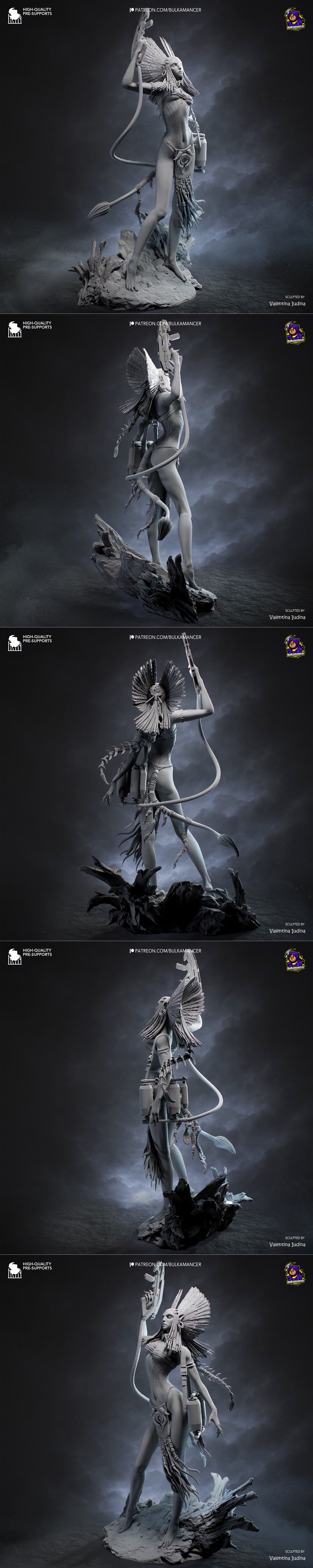 Alien warrior Varang in combat-ready pose with a polearm and detailed headdress.