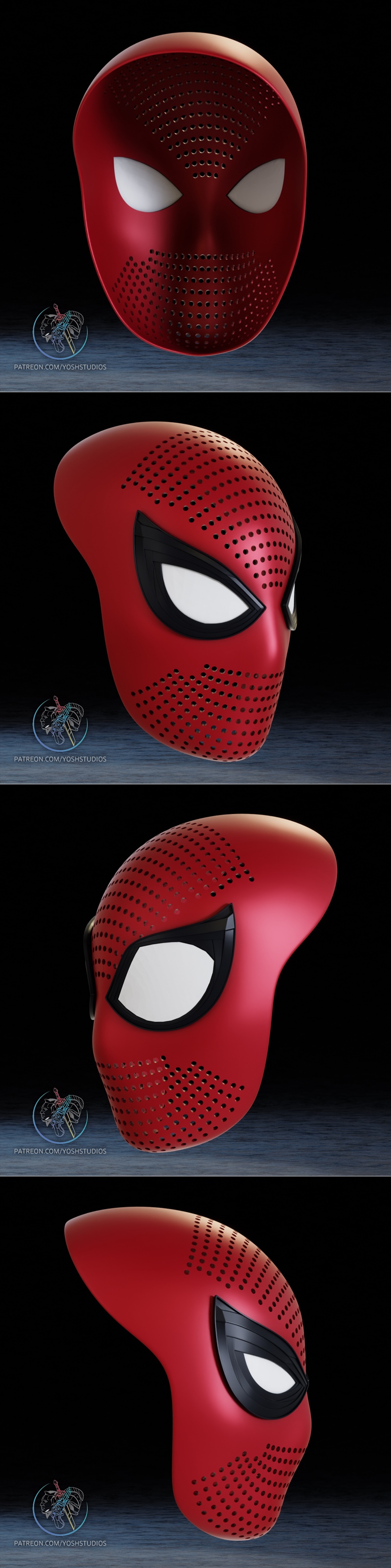 Spiderman 4 Faceshell mask with red and black spider web pattern