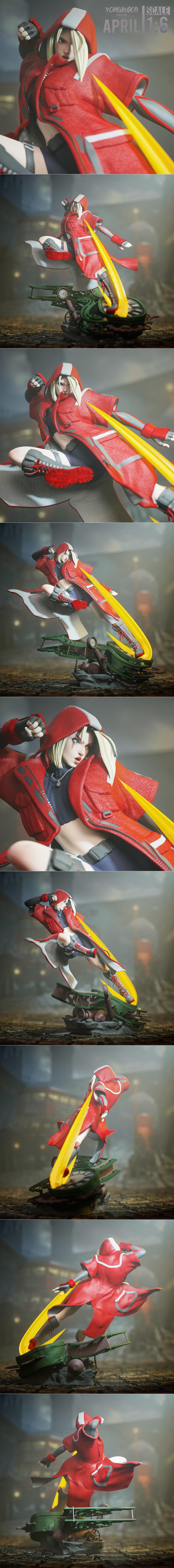 Cammy from Street Fighter 6 in Outfit 3, depicted as a 1:6 scale 3D print figure by Yongblood Sculpture. She is in a...