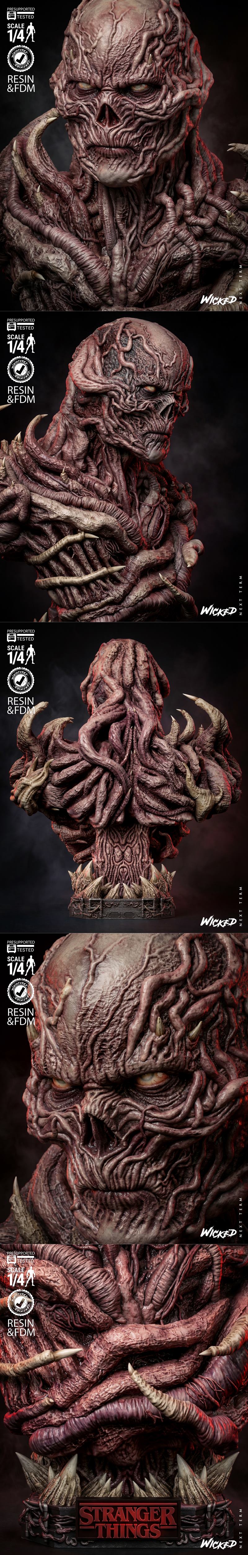 Vecna portrait bust from Stranger Things, 1/4 scale, detailed sculpting of monster with vines and claws, "Strang...
