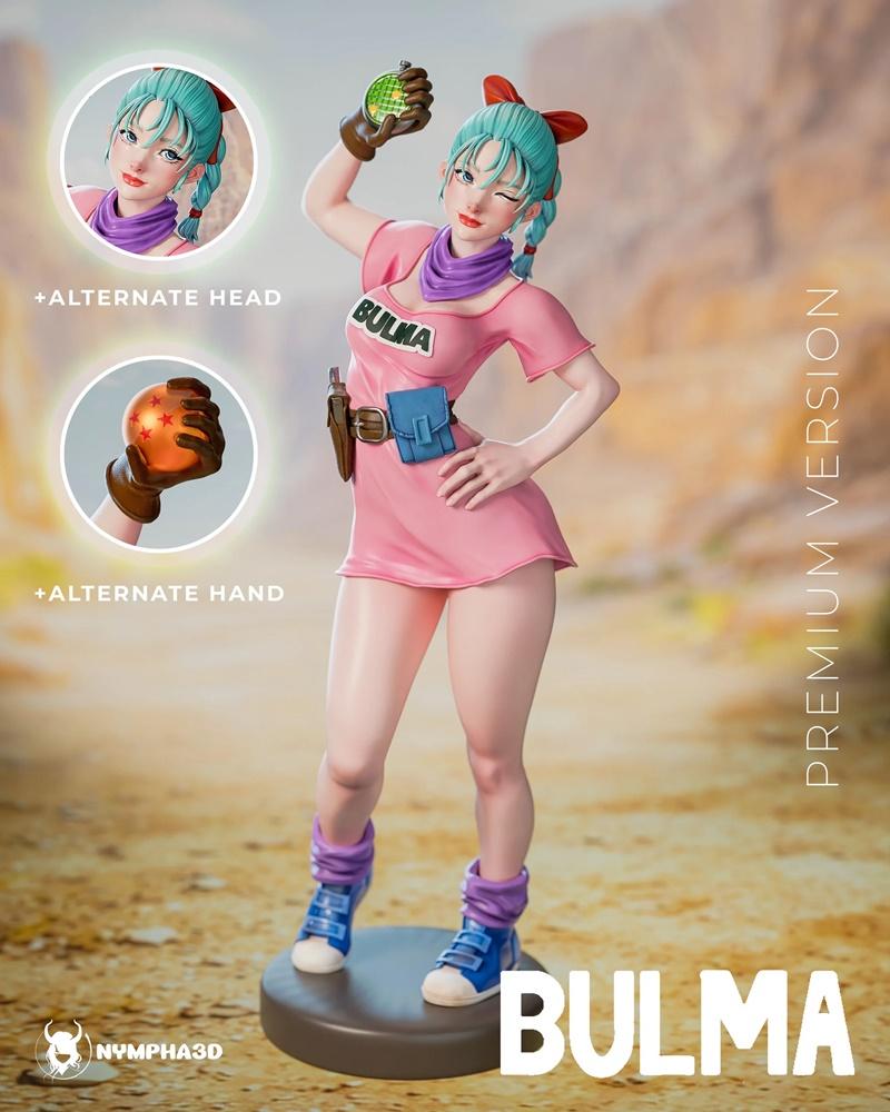 Bulma from Dragon Ball anime figure, wearing a pink dress and purple bandana, holding a Dragon Radar and winking. Inc...