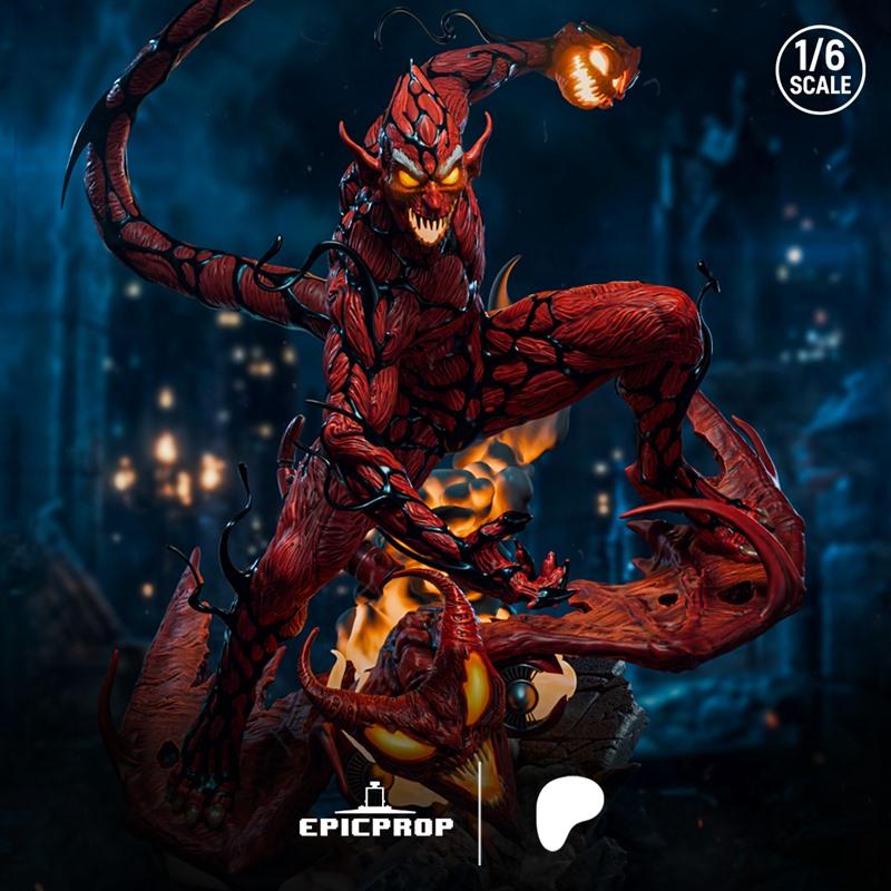 1/6 scale Red Goblin 3D model figure by Epic Prop, in a dynamic action pose with glowing eyes and sharp teeth, standi...