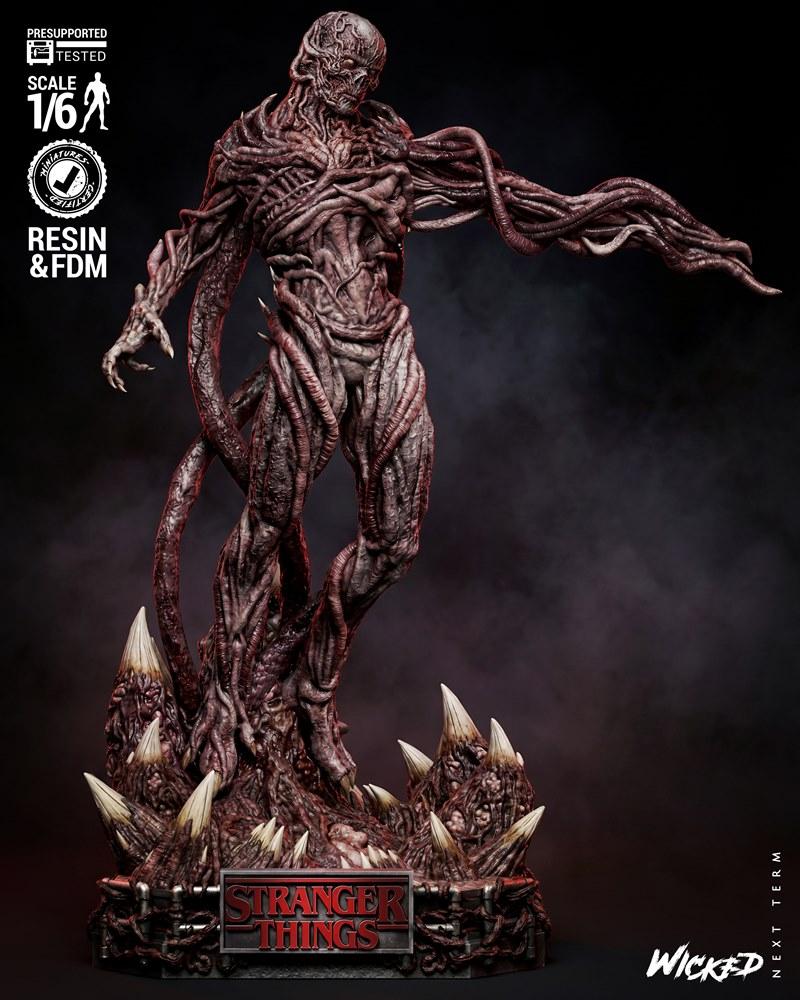 Vecna figure from Stranger Things, 1/6 scale, with a body of intertwined vines and tendrils, standing on a base with...