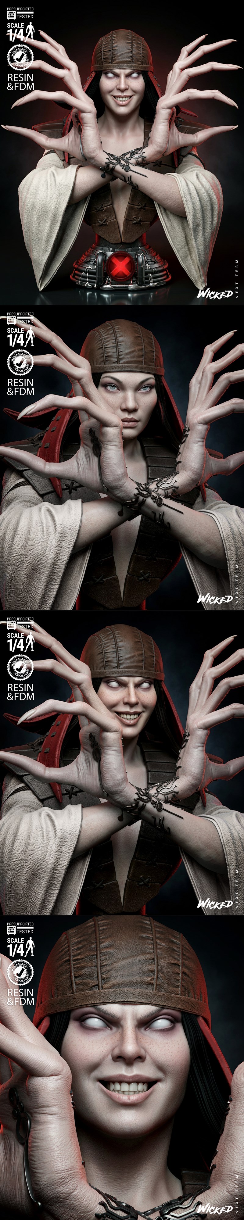 Wicked 1:4 scale Lady Deathstrike portrait bust, featuring cybernetic claws, X-Men insignia base, and detailed costume.