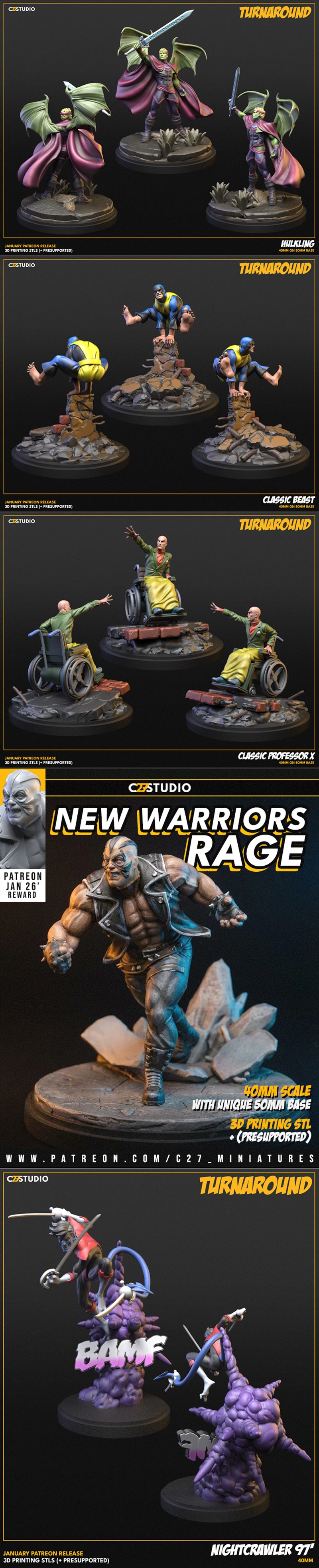Collection of X-Men character miniatures: Magneto, Mystique, Emma Frost, Avalanche, Blob, Pyro, Professor X, Nightcra...