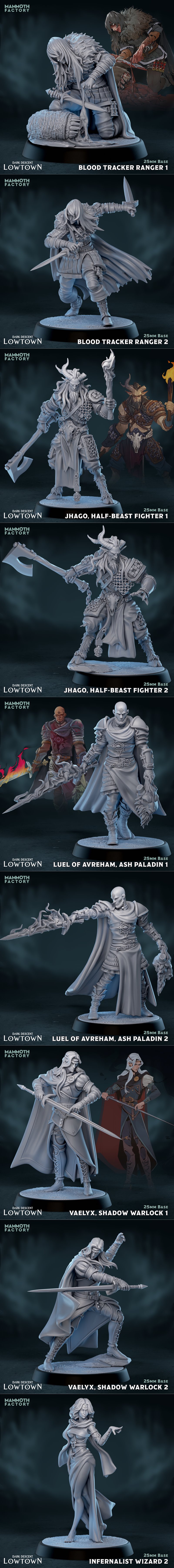 Collection of dark fantasy miniatures from Mammoth Factory, including a large Mother of Whispers, Corpse Bloaters, In...