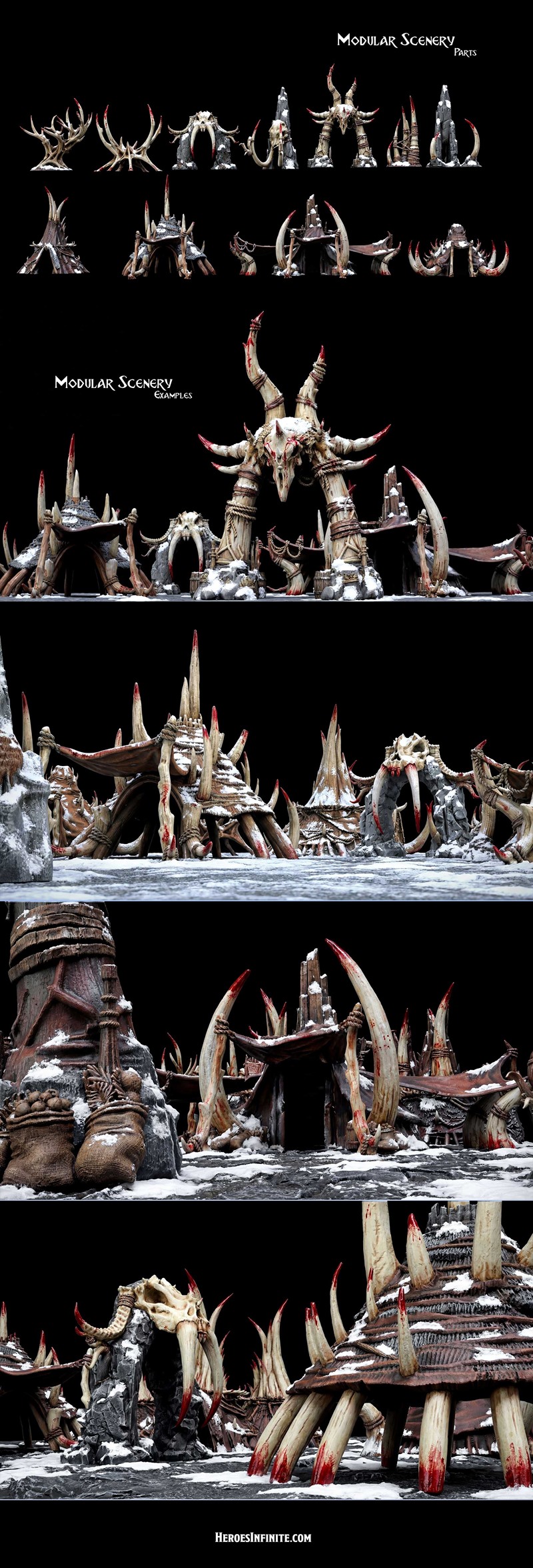 3D printable barbarian figures from Heroes Infinite's Blood Tribes collection. Features Zorvath the Flaver with axes,...