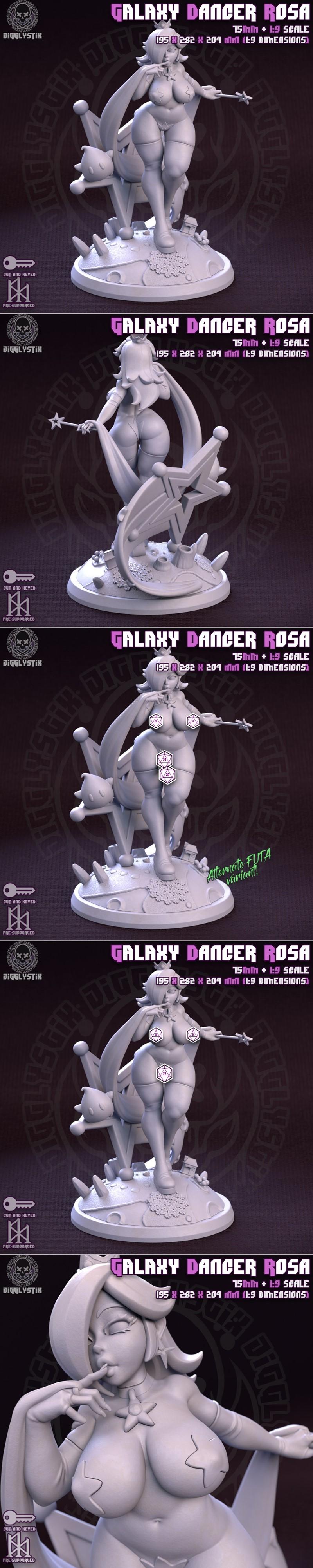 Galaxy Dancer Rosa figure in revealing yellow bikini, seated on a star throne with a Luma, holding a star wand. 1:9 s...