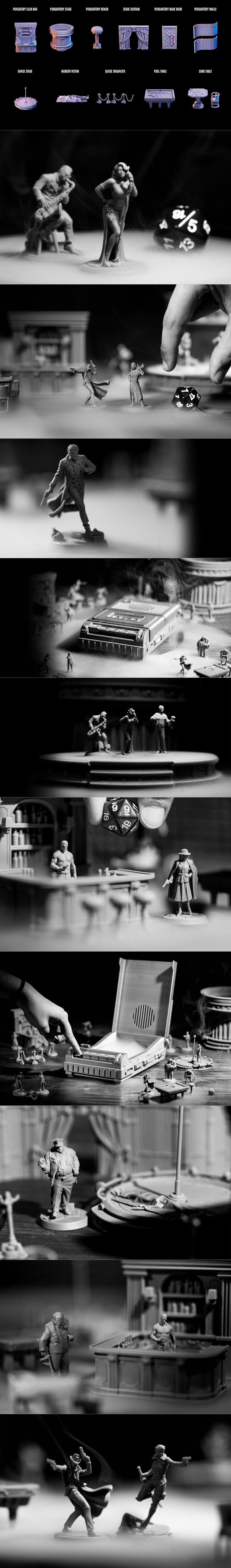 Collection of sci-fi noir miniatures and busts by Loot Studios Sci-fi, featuring detectives, gangsters, and cyberneti...