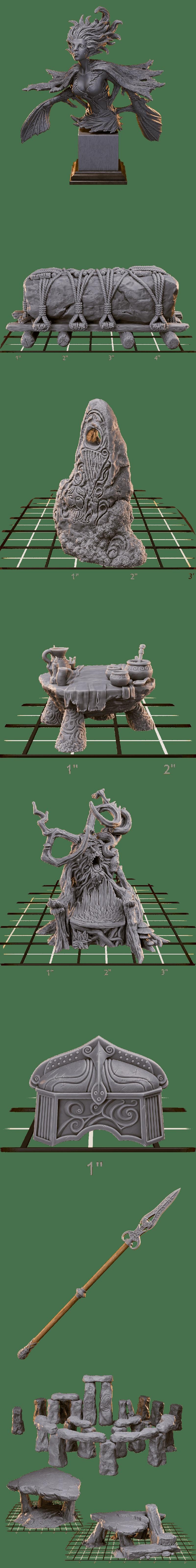 Collection of Celtic mythology-themed miniatures from Loot Studios, featuring gods, goddesses, and creatures on small...